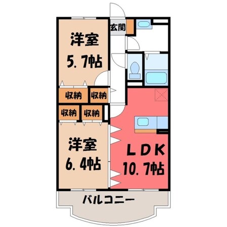 宝積寺駅 徒歩8分 4階の物件間取画像